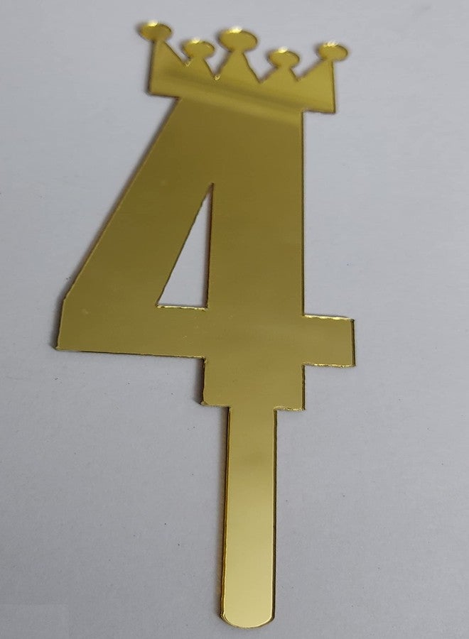 MOREL Gold Color Numerical Number Four (4) Cake Topper for Birthday/Anniversary (Gold, 4) - Image 2